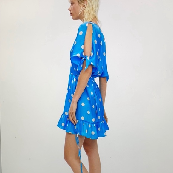 NWT Zara Blue White Polkadot Dress - M - Picture 4 of 4